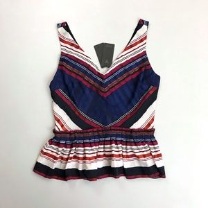 GUESS Sleeveless Pendleton Cami Peplum Top Small NWT Chevron Stripe Lined